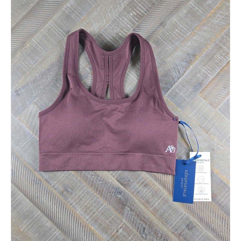 Aeropostale Sport Womens Burgundy Seamless Racerback Sports Bra Medium NWT